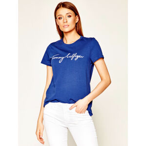 Tommy Hilfiger dámské modré tričko Graphic - XS (C7H)